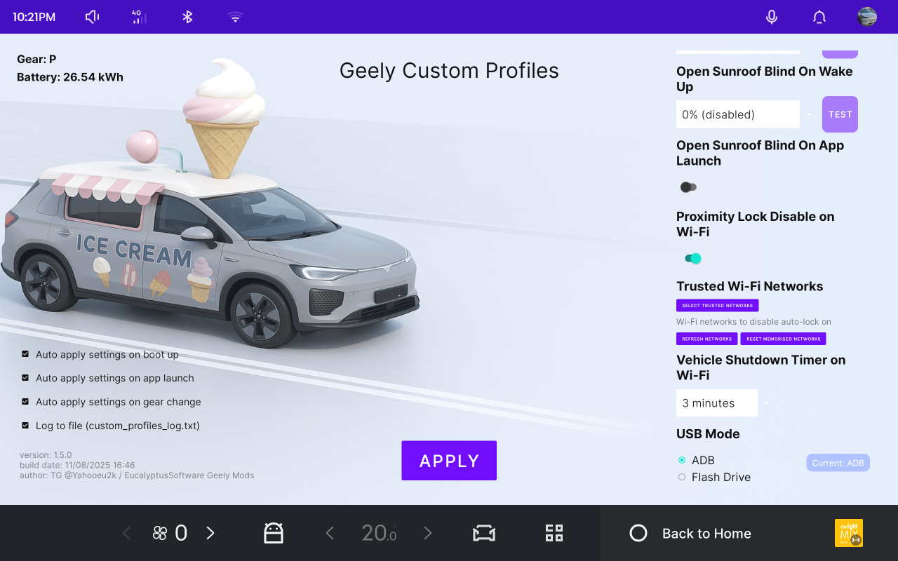 Geely Custom Profiles App Screenshot 3